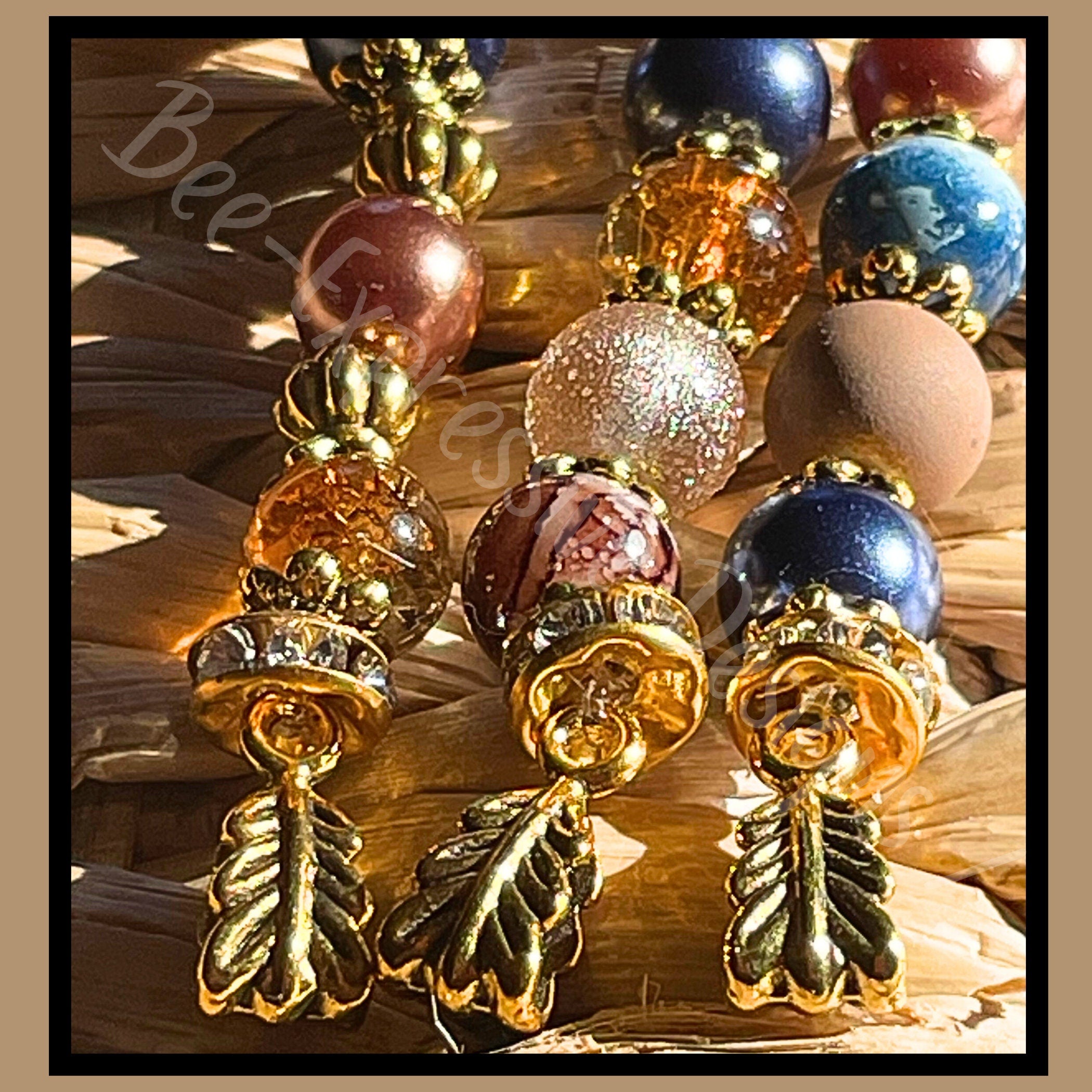 Handmade, custom sized, beaded watch bracelet!  A white butterfly & daisy flower charm, acrylic and glass, gold toned, bail or lobster ends!