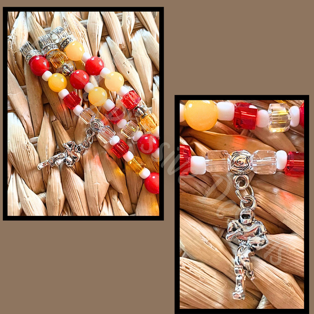 Handmade Beaded Football Apple Watch Band: KC Colors, Three Charms