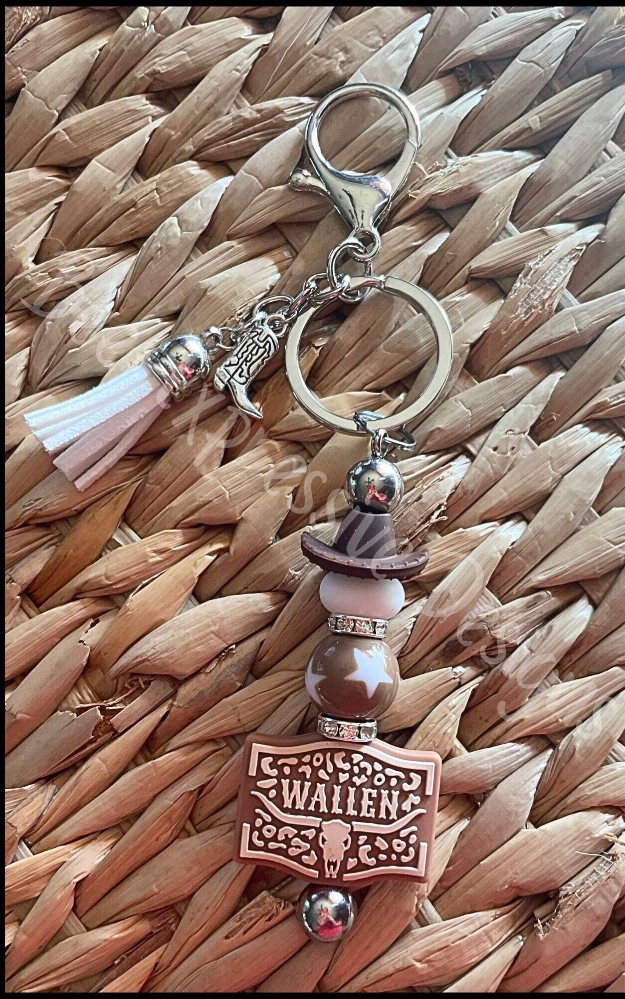 Wallen Fan Keychain: Cowboy Hat, Star Bead, Boot Charm