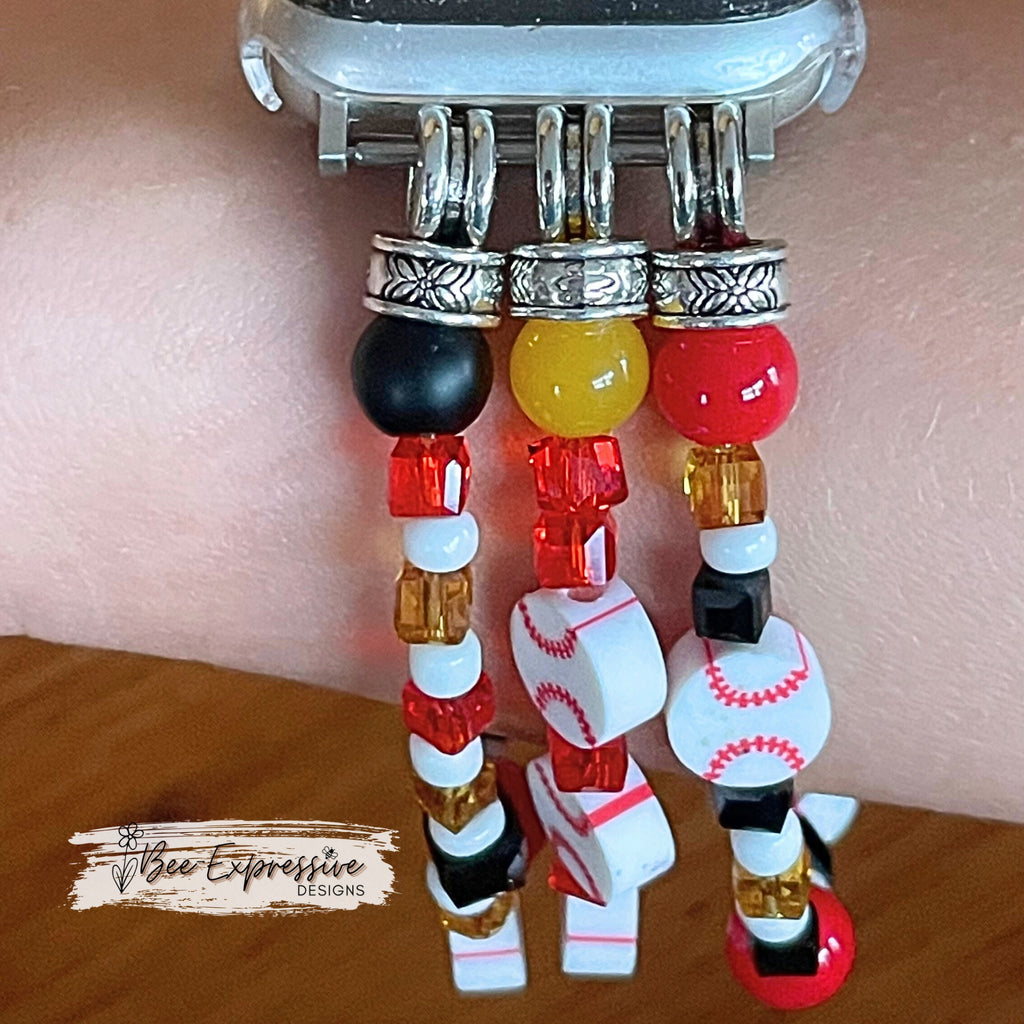 Handmade Beaded Baseball Apple Watch Bracelet: Custom Lengths