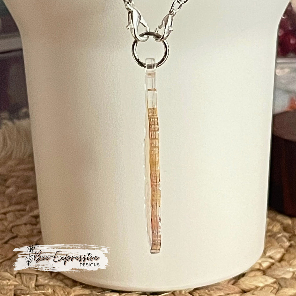 Unique and adorable, acrylic sunflower girl gnome charm chain, accessory for tumbler cups!  2 Small lobster clasps and chain