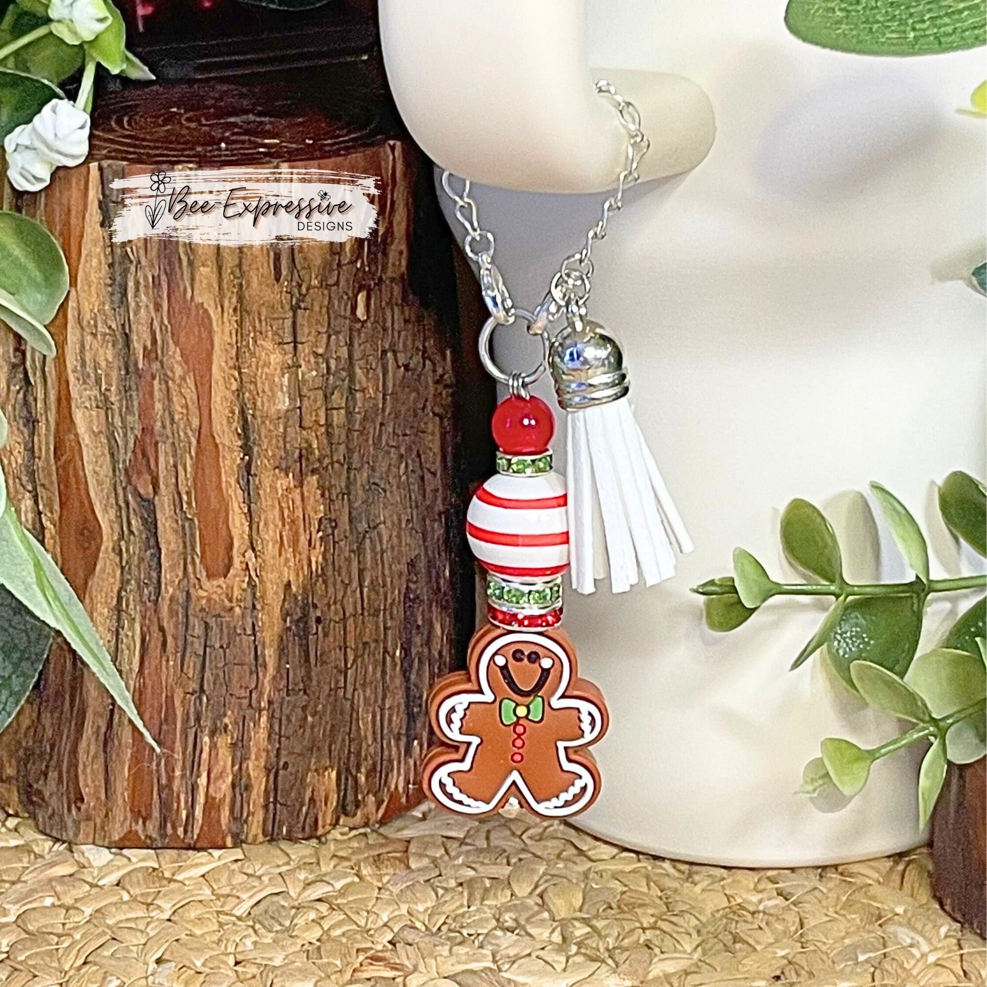 Gingerbread Christmas Charm Chain: Rhinestone & Tassel Stanley Accessory