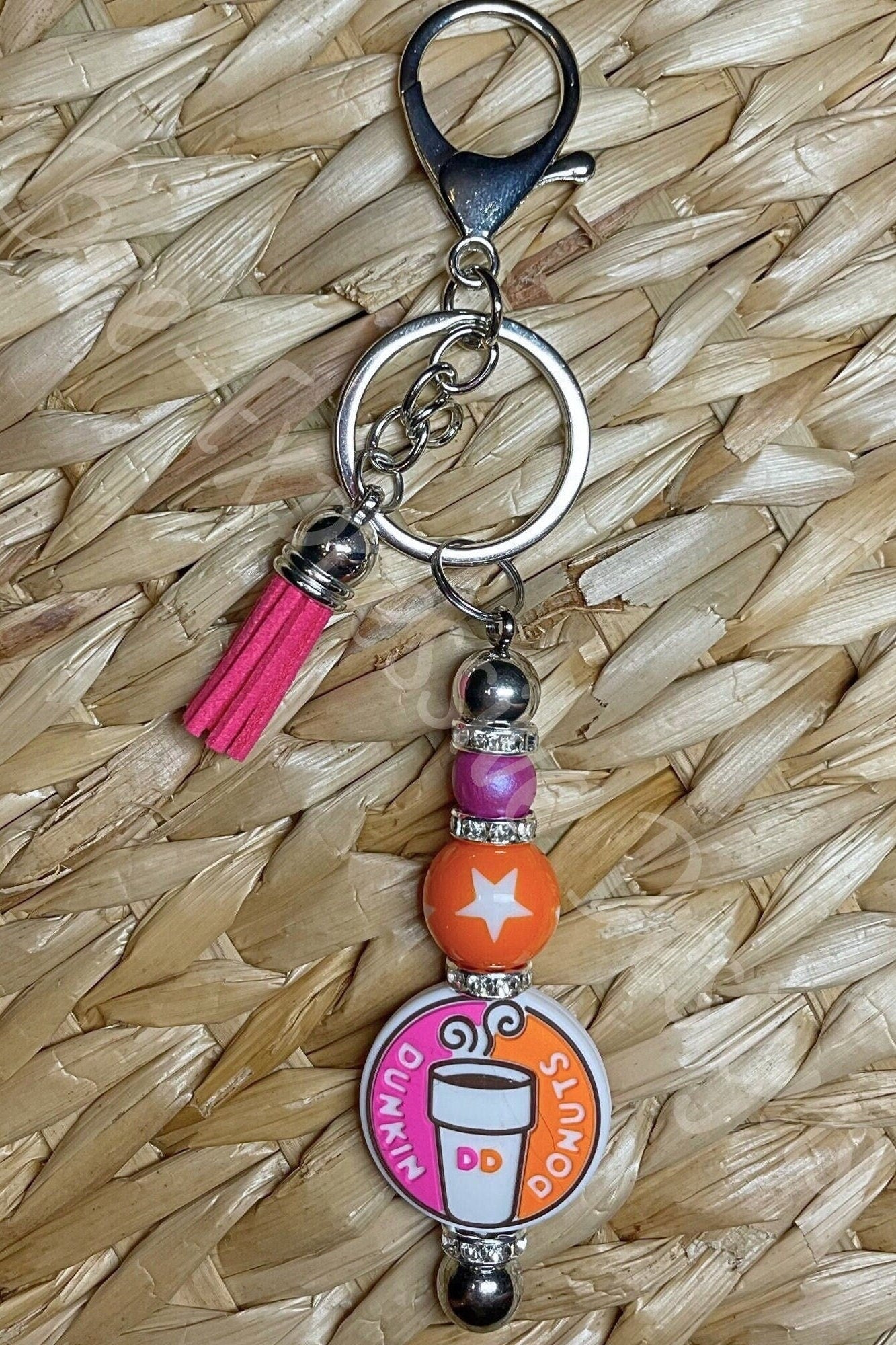 Handmade Donut Keychain: DD Inspired, Star Bead & Tassel