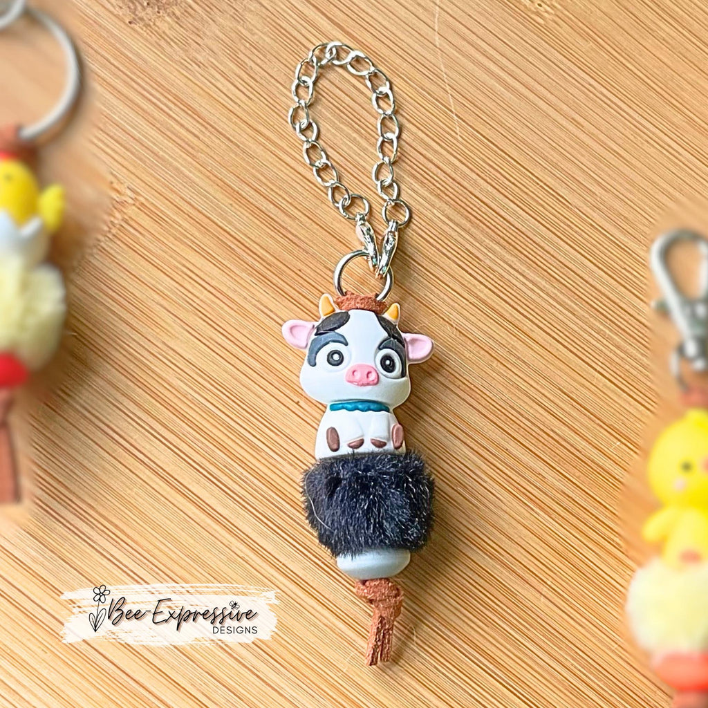 Handmade 3D Farm Animal Keychain: Pig, Chicken, Cow, or Duck