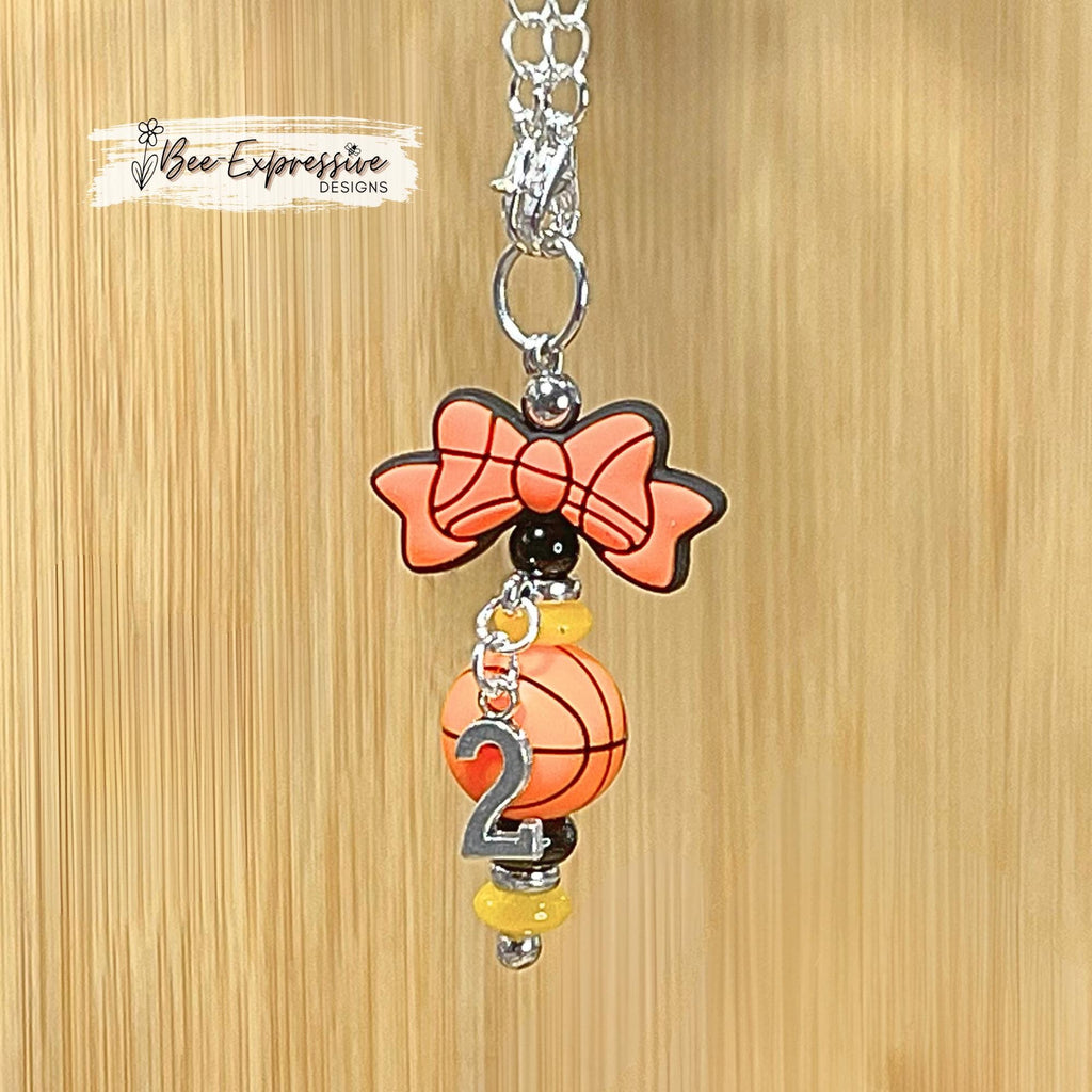 Handmade, SPORTS, tumbler charm chains! Basketball, volleyball, baseball, softball, & soccer balls, custom jersey # charm and school colors!
