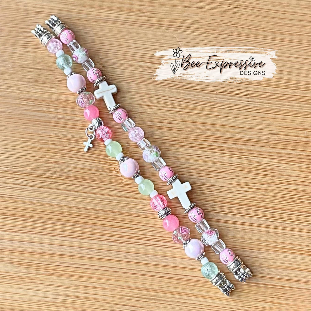 Handmade Beaded Cross Apple Watch Bracelet: Stone & Acrylic Beads