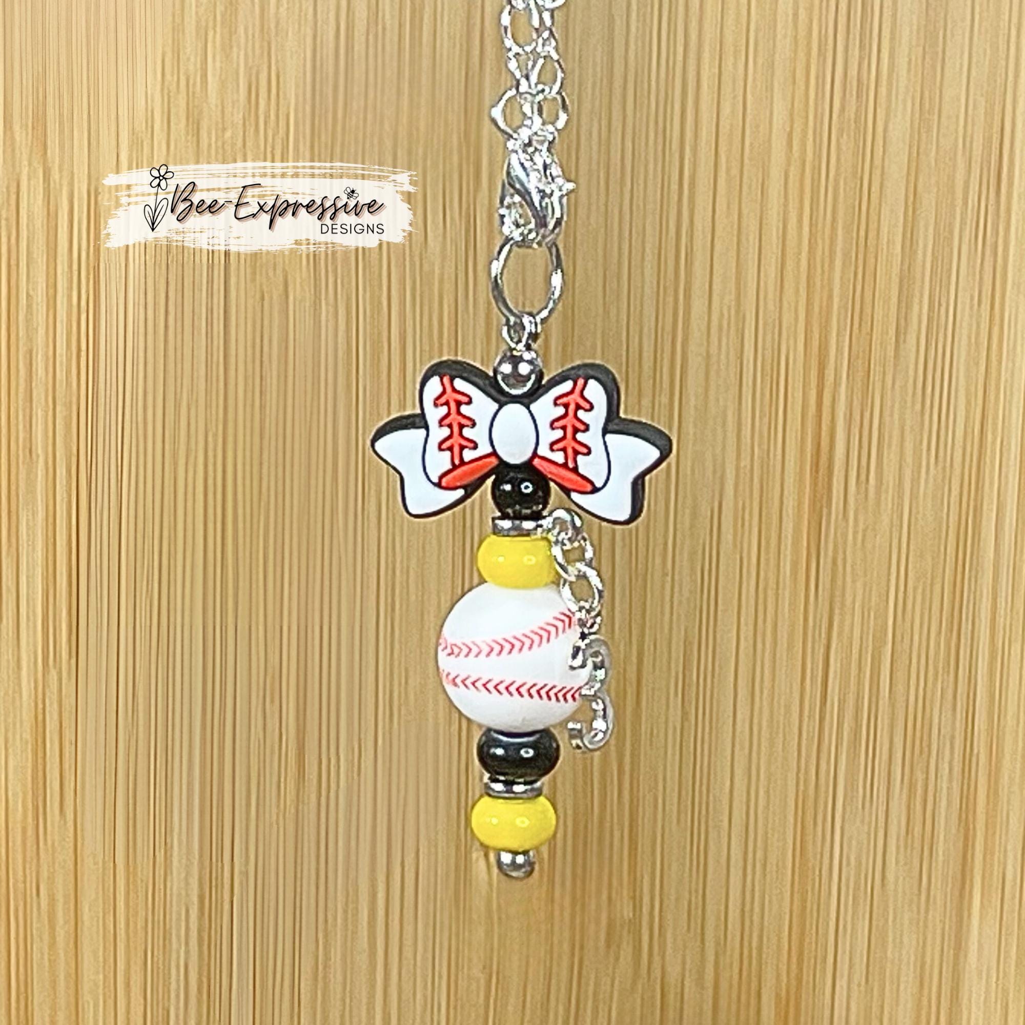 Handmade, SPORTS, tumbler charm chains! Basketball, volleyball, baseball, softball, & soccer balls, custom jersey # charm and school colors!