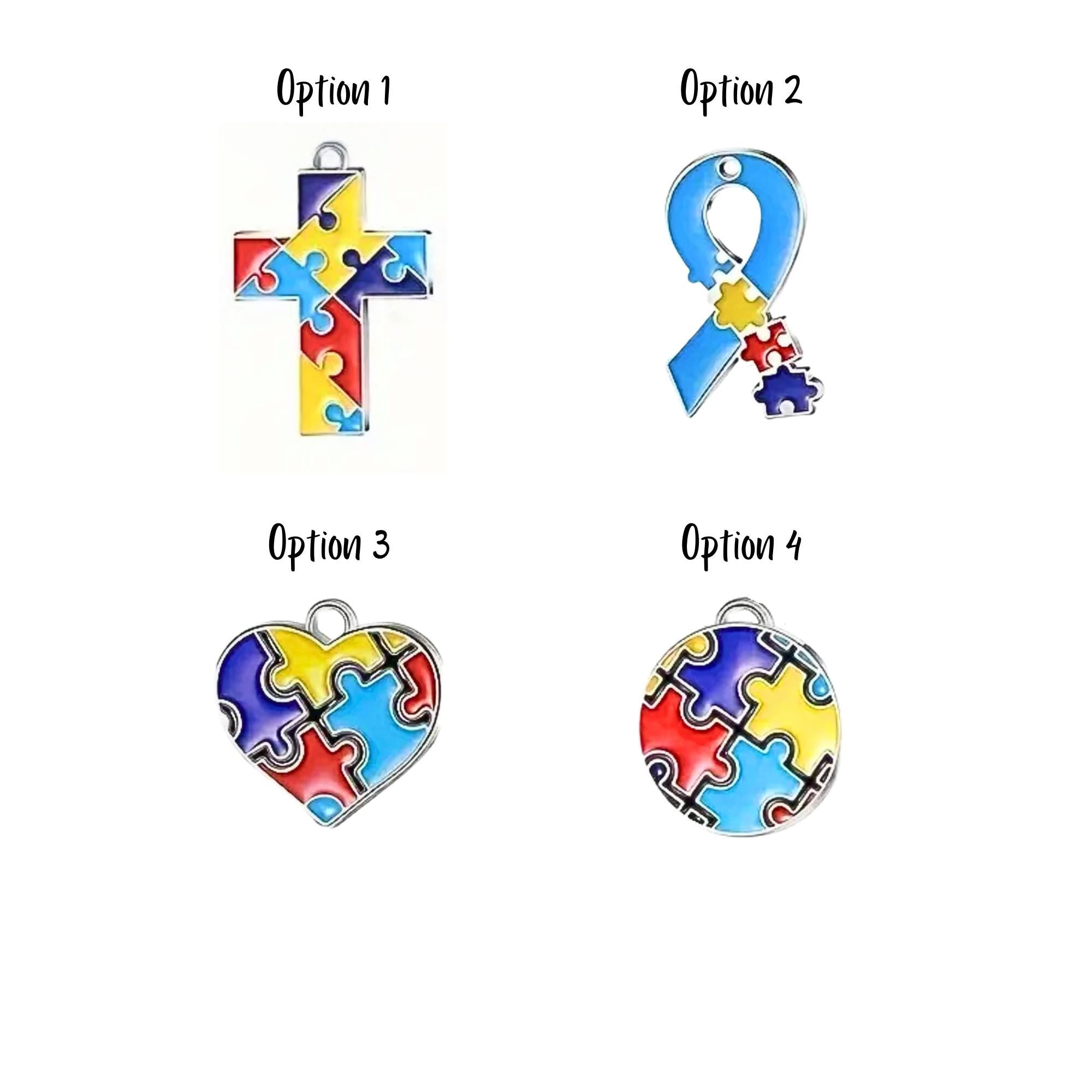 Handmade, AUTISM awareness tumbler charm chain for Stanley! Acrylic round & square beads, 5 different charm options, beaded tassel!