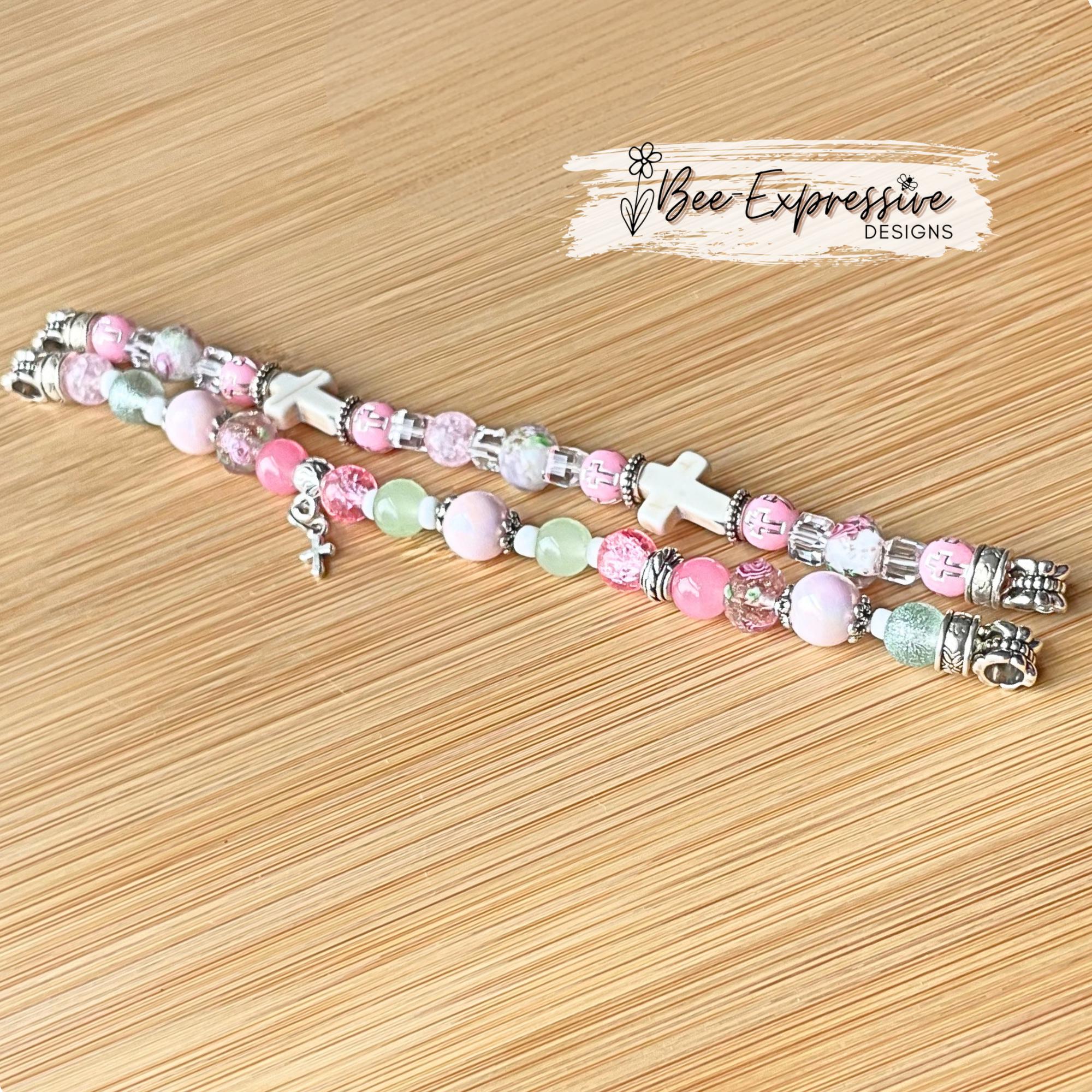 Handmade Beaded Cross Apple Watch Bracelet: Stone & Acrylic Beads