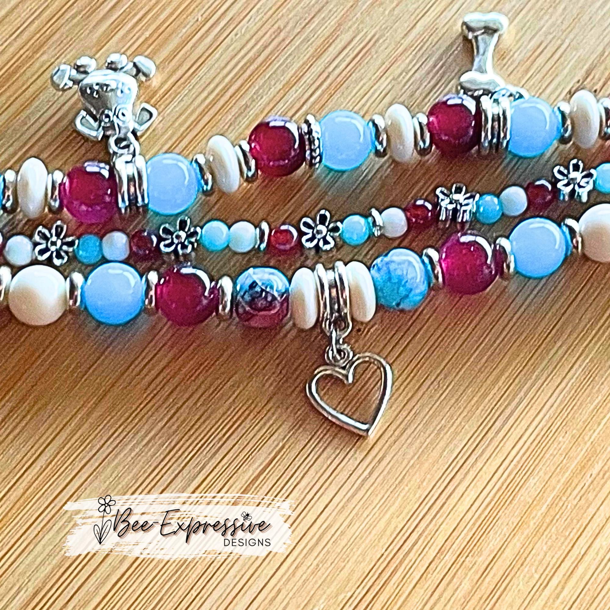 Handmade Beaded Apple Watch Bracelet Band: Dog Charms, Can Custom Size!