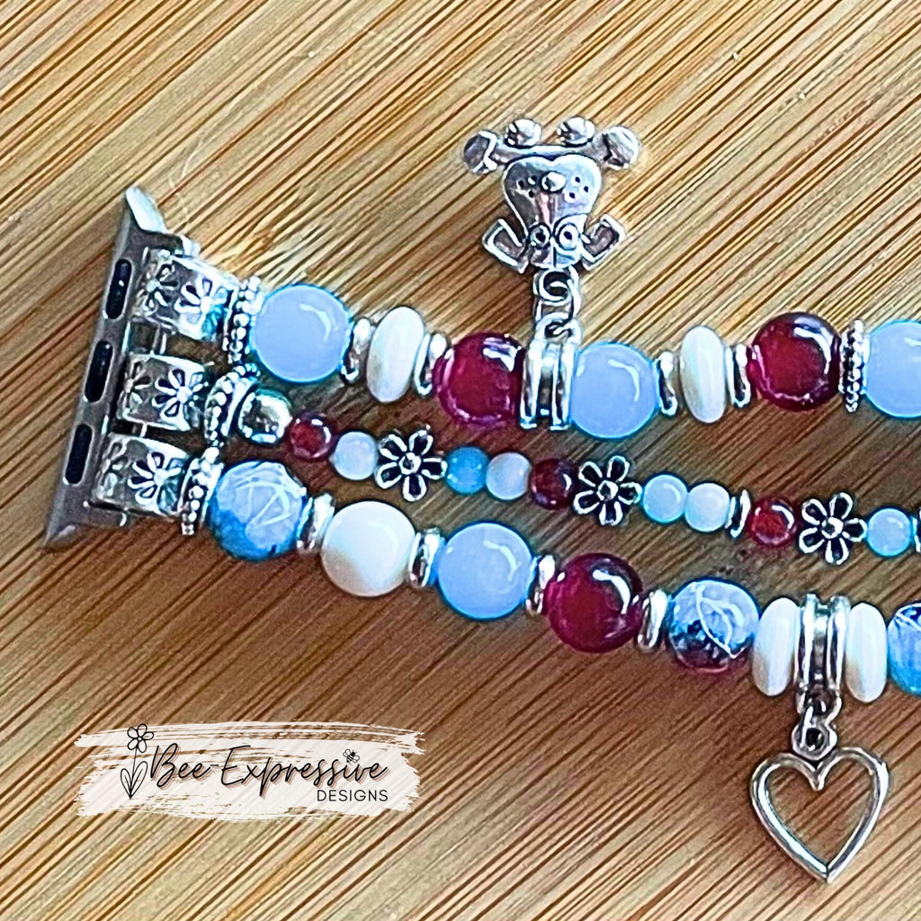 Handmade Beaded Apple Watch Bracelet Band: Dog Charms, Can Custom Size!