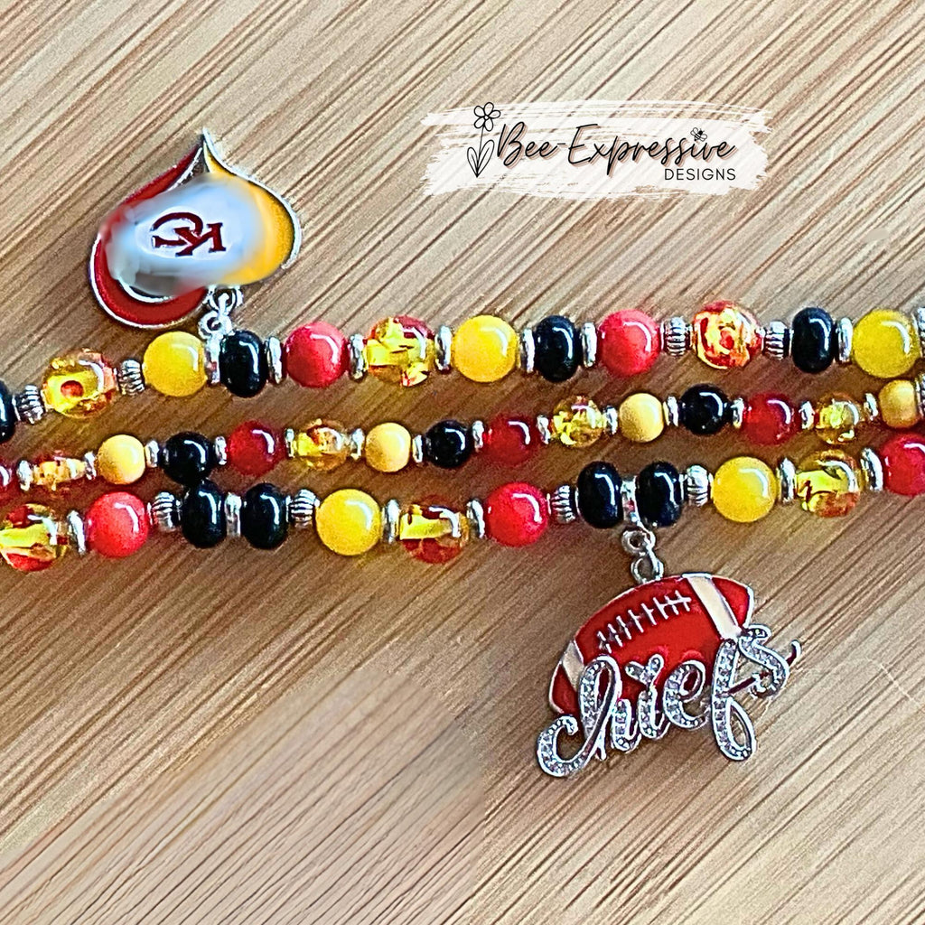 Handmade KC Chiefs Beaded Apple Watch Band with Charms