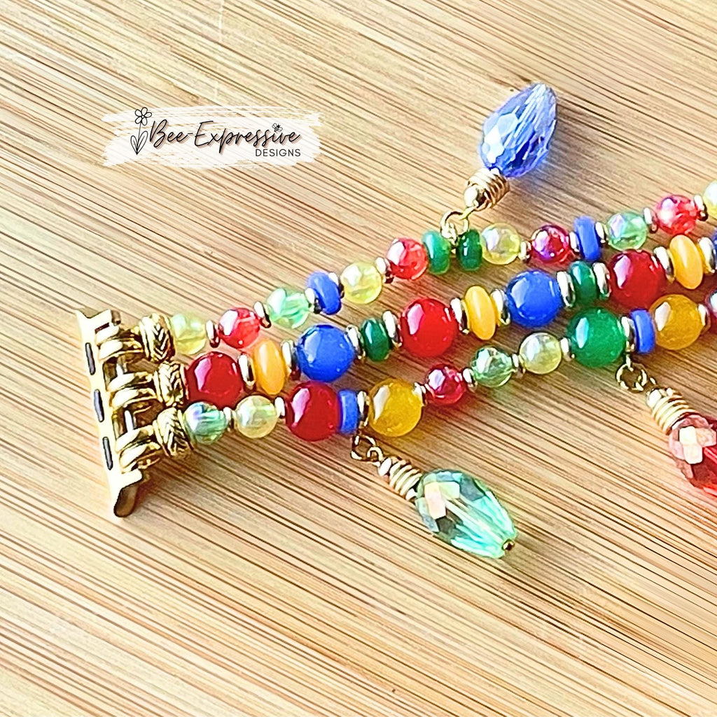 Christmas Light Bulb Apple Watch Band: Beaded Charm Bracelet, Custom Sized