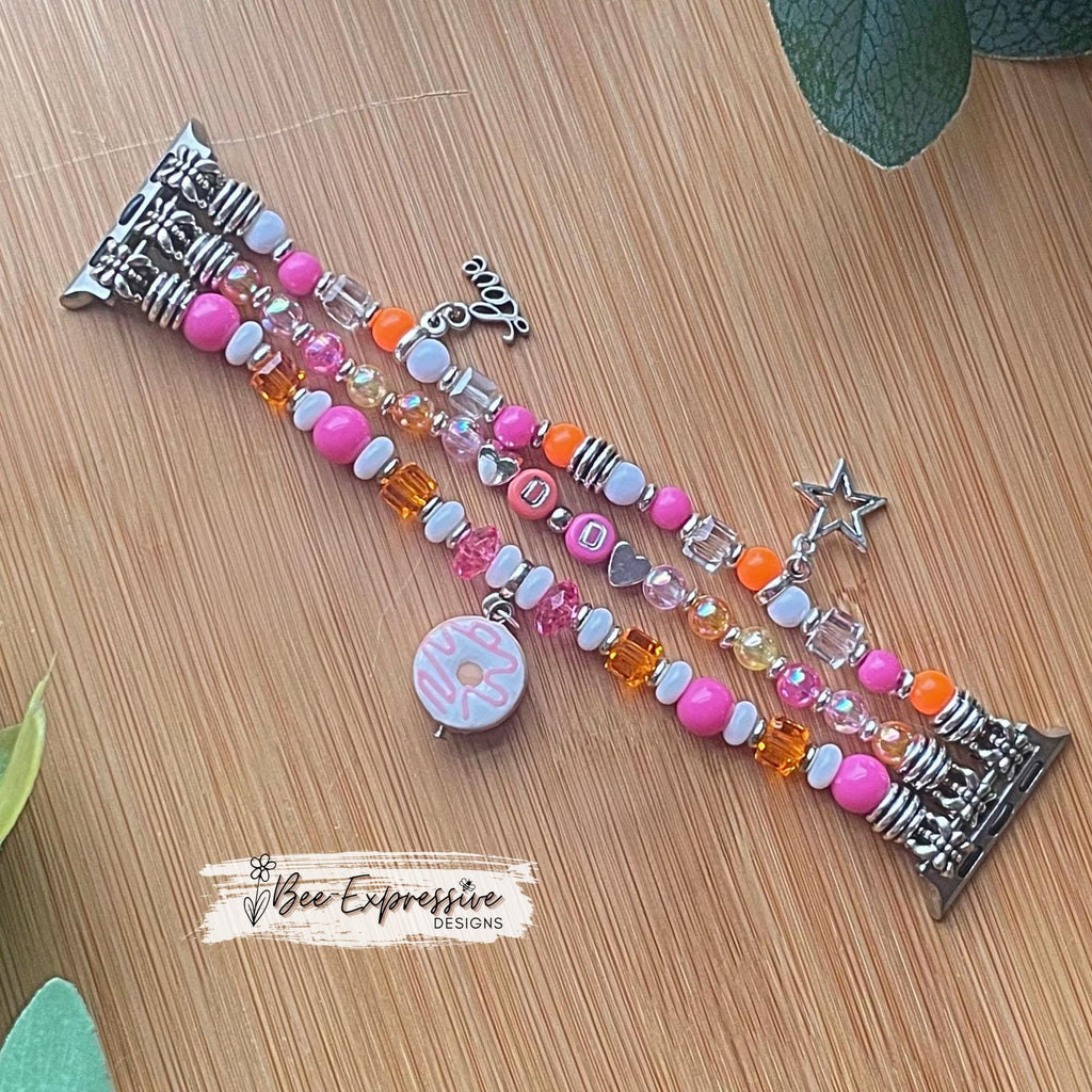 Beaded Apple Watch Bracelet: Donut Charm, Custom Size