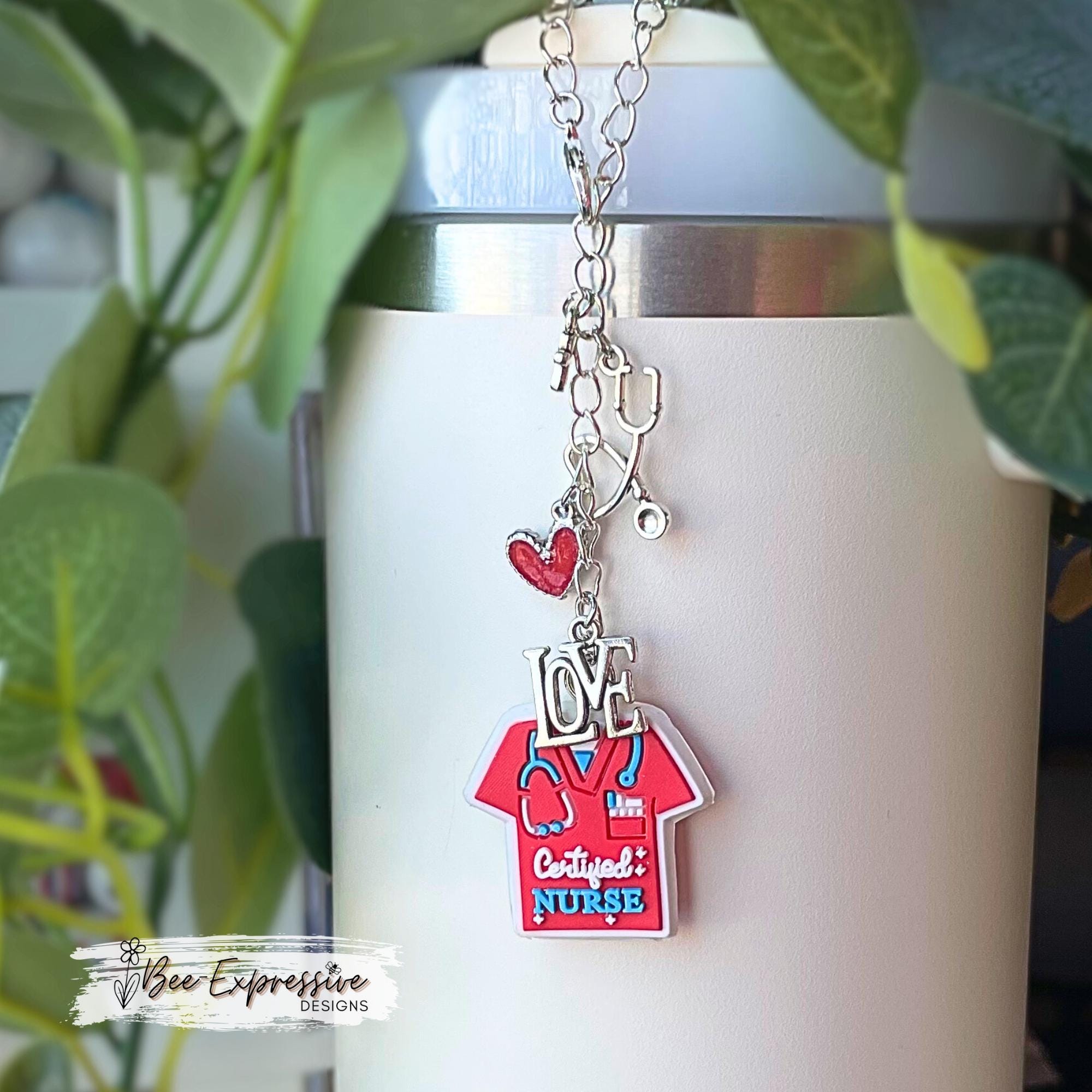 Nurse Tumbler Charm: Stethoscope, Heart, & Love Charms