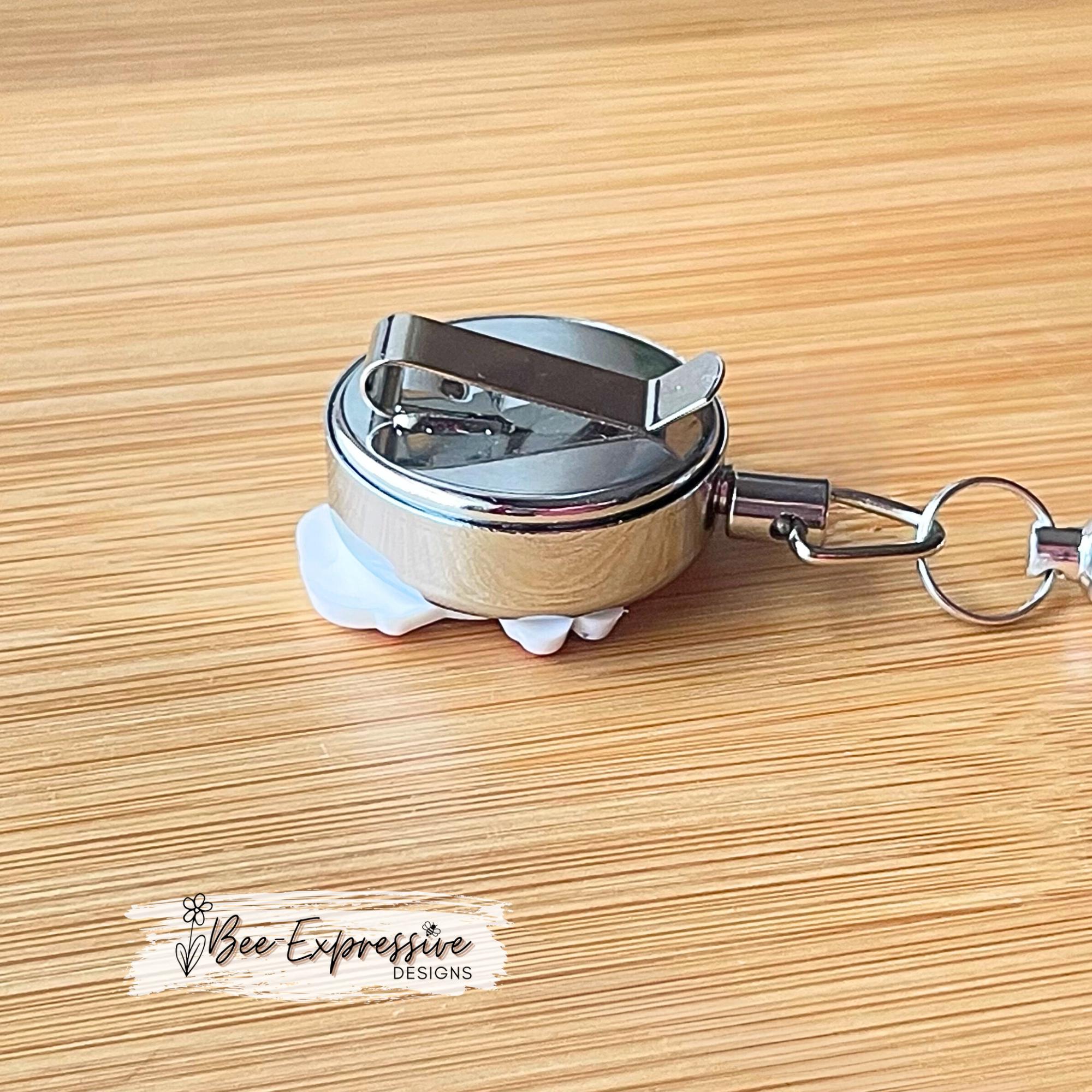 Nurse, beaded badge reel! Metal clip and pull cable, silicone nurse appliqué, a beaded bar with acrylic beads, stethoscope & heart charms!