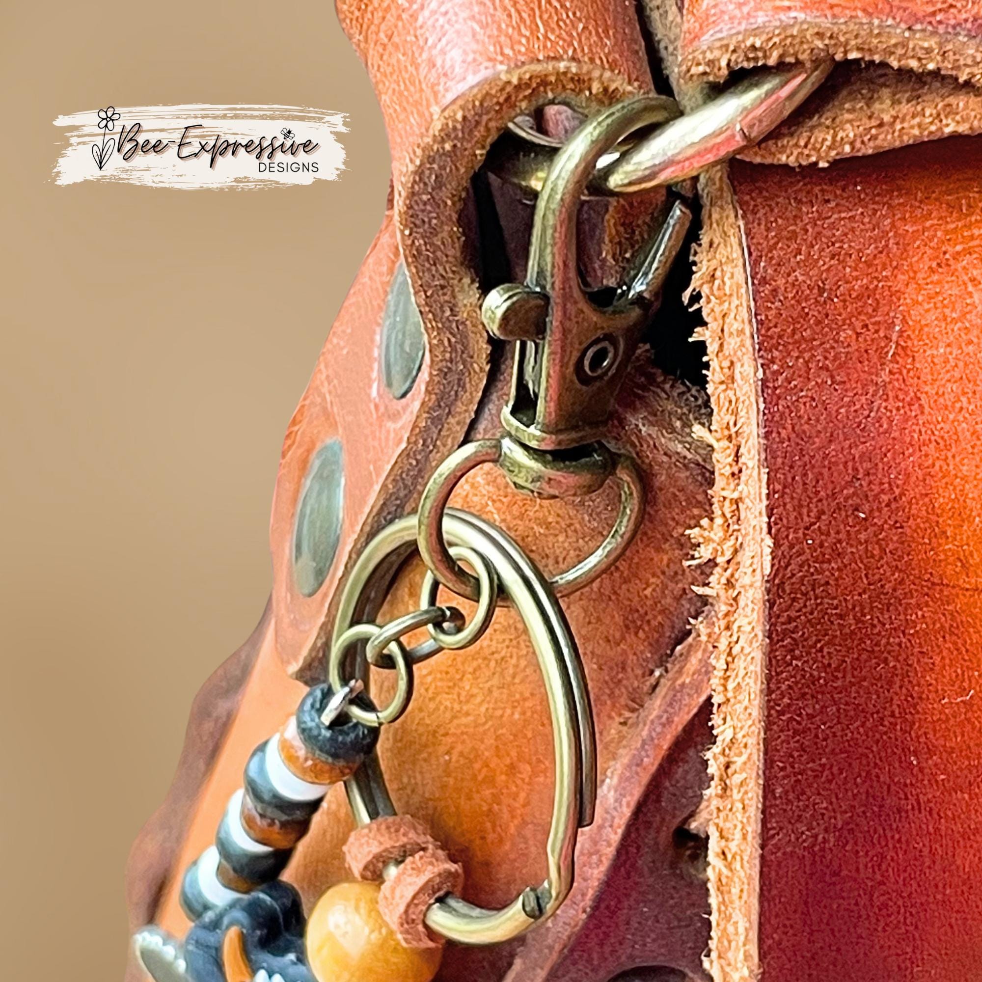 Cow keychain, bag accessory! Swivel clasp with or without a keyring, wood and silicone beads, cow print bead, beaded tassel with heart charm