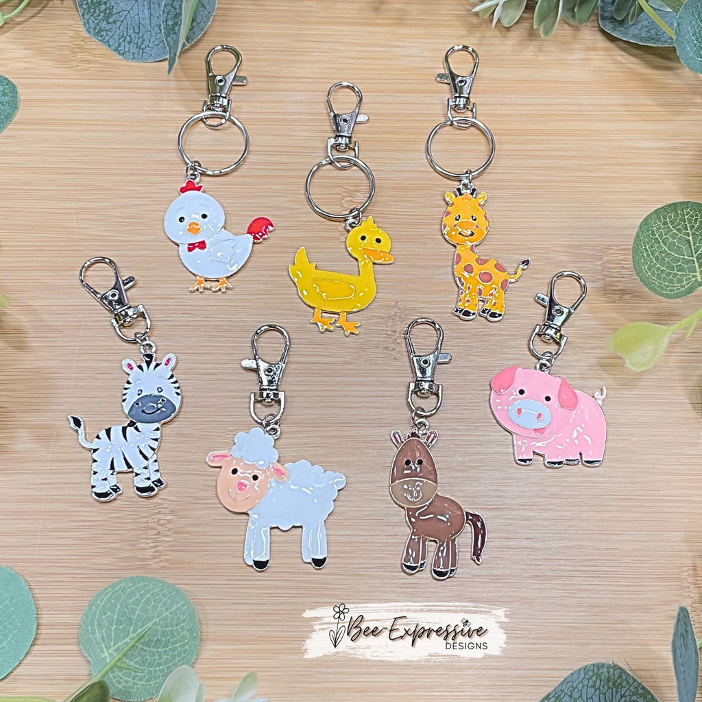Farm Animal Charms!  Swivel clasp with or without a keyring, 2-3” tall, metal