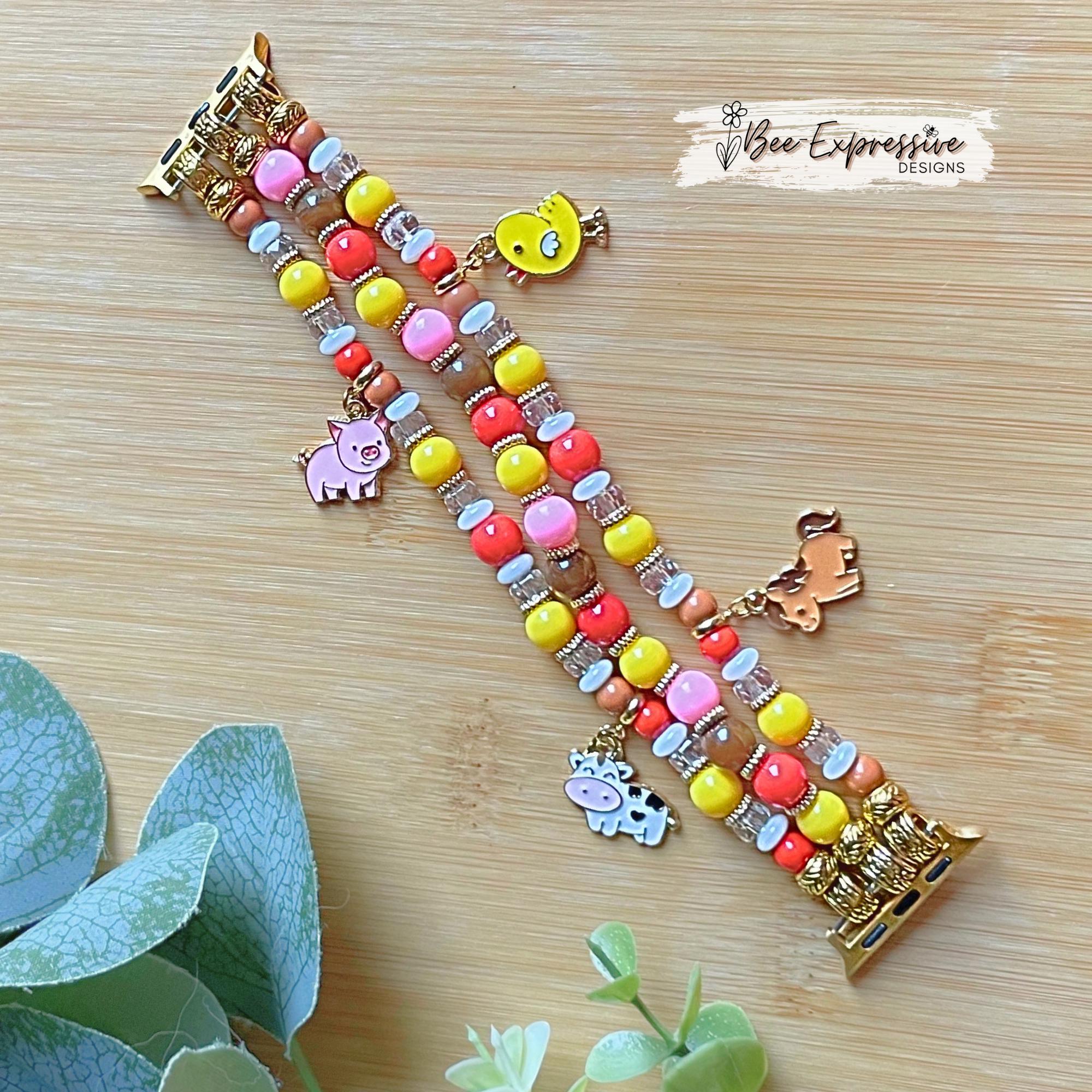 Handmade, Farm Animal, Apple Watch Bracelet: Horse, Cow, Chicken, Pig, Custom Sizes