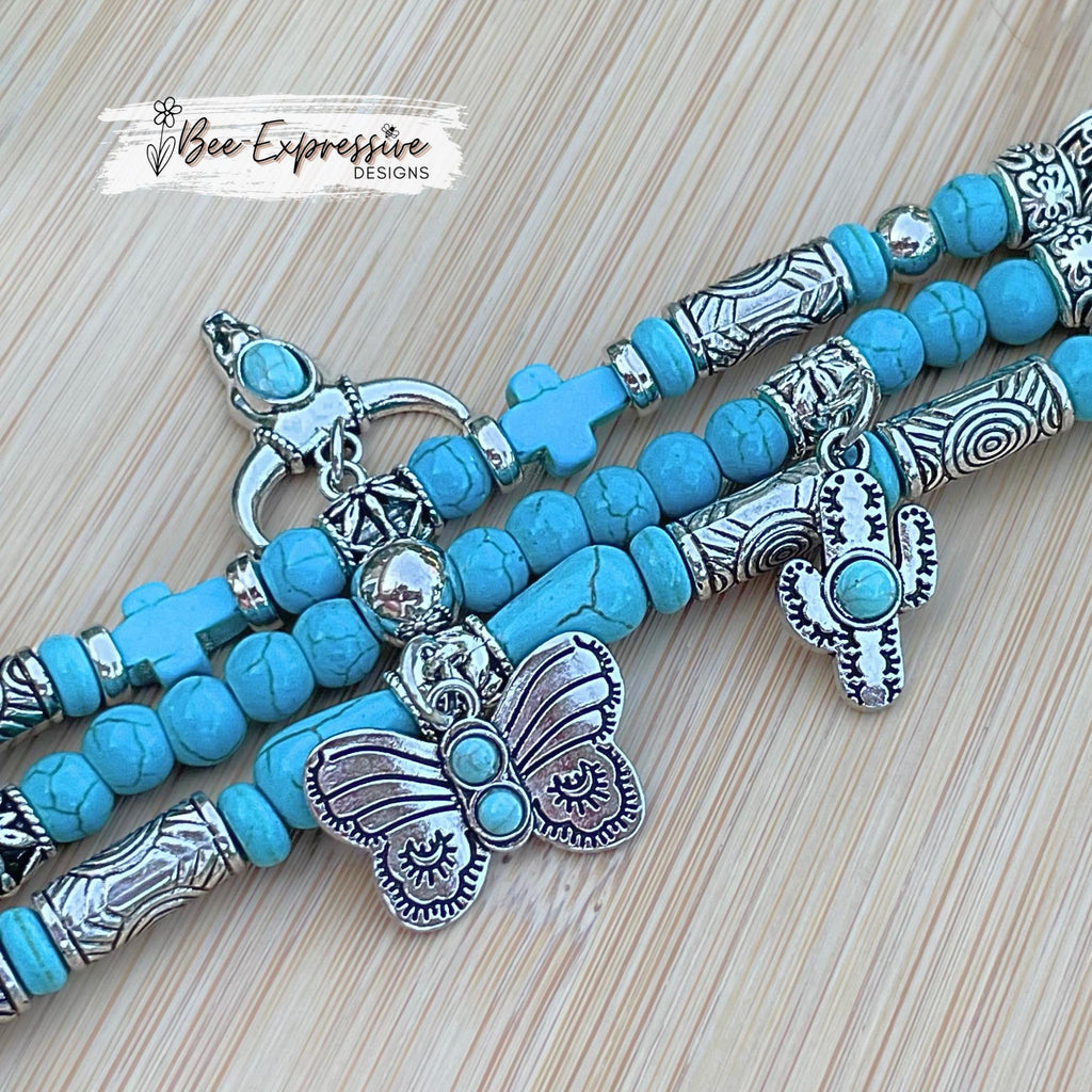 Handmade Turquoise Beaded Apple Watch Band: Western Charms
