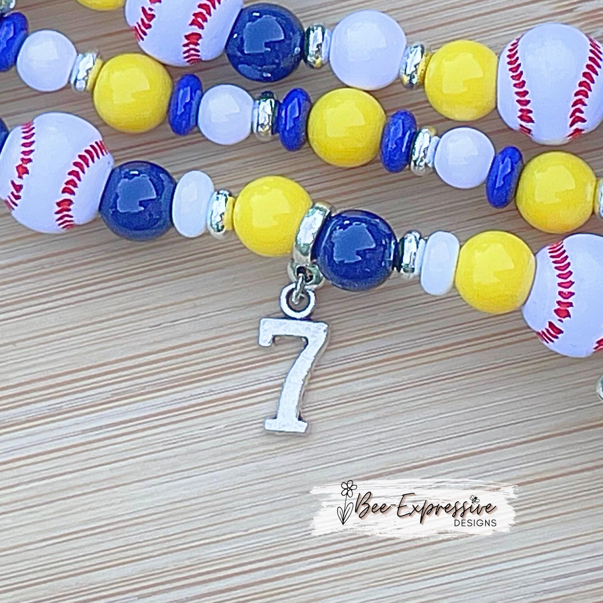 Handmade Baseball Apple Watch Band: Beaded Charm Bracelet, Custom Jersey Number...
