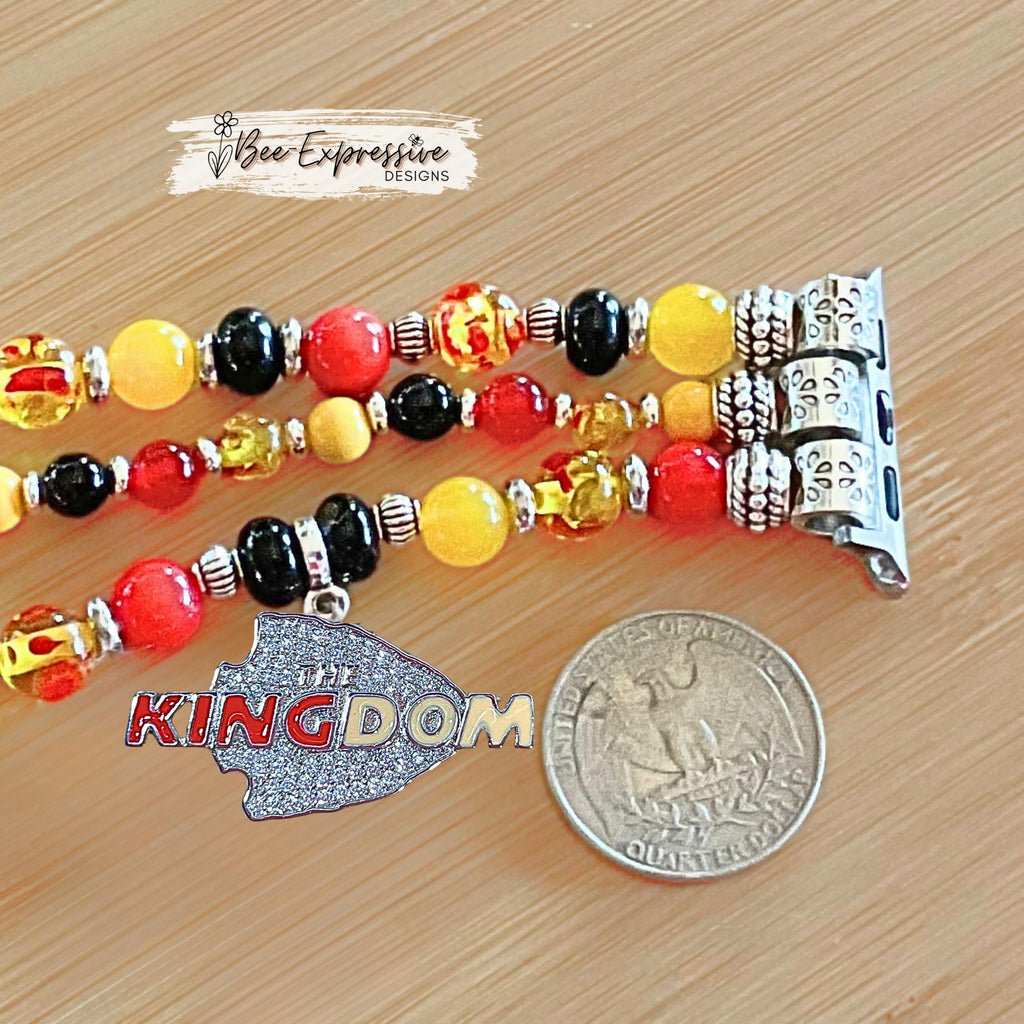 Handmade KC Chiefs Beaded Apple Watch Band with Chiefs Charms Kingdom