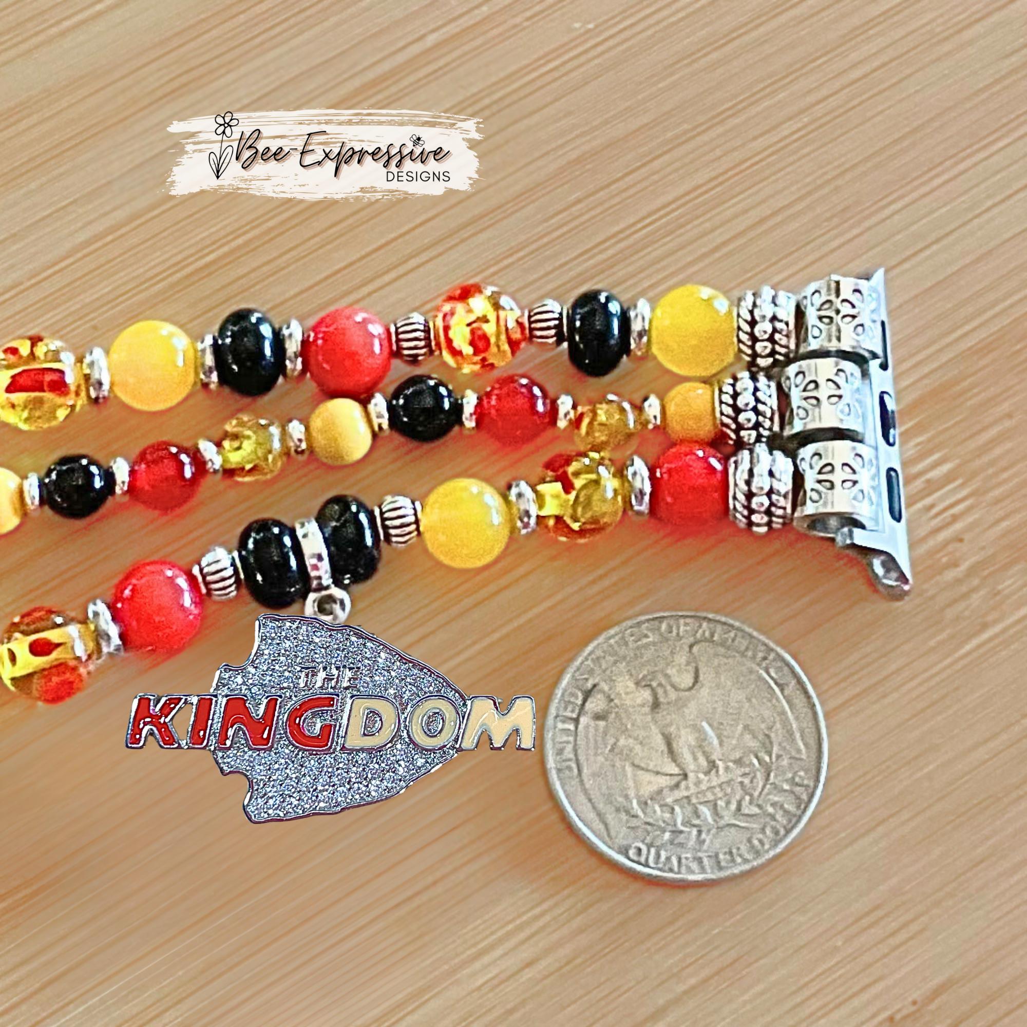 Handmade KC Chiefs Beaded Apple Watch Band with Chiefs Charms Kingdom