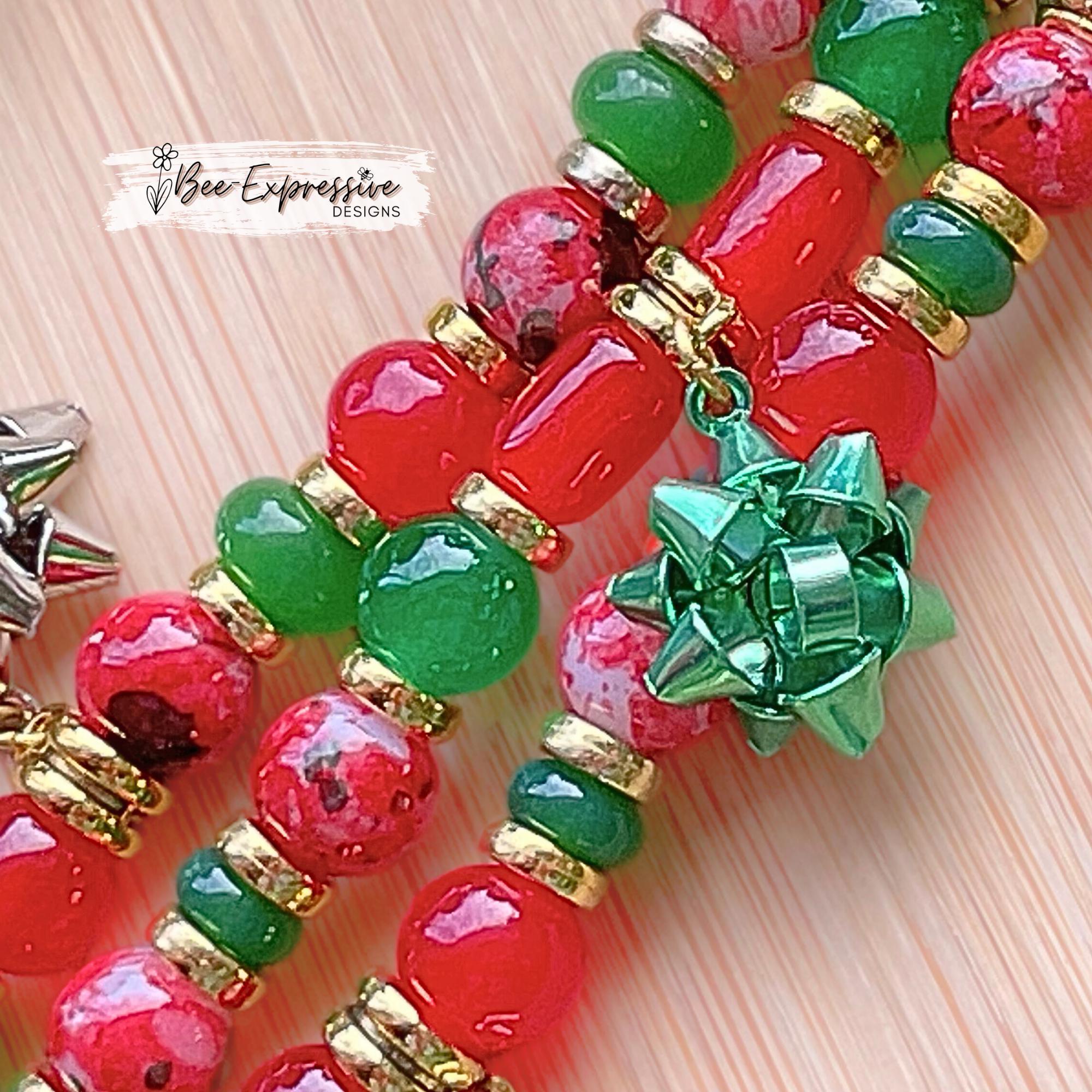 Handmade, Christmas, Apple Watch Band: Metal Bow Charms, Custom Sized Upon Rquest!