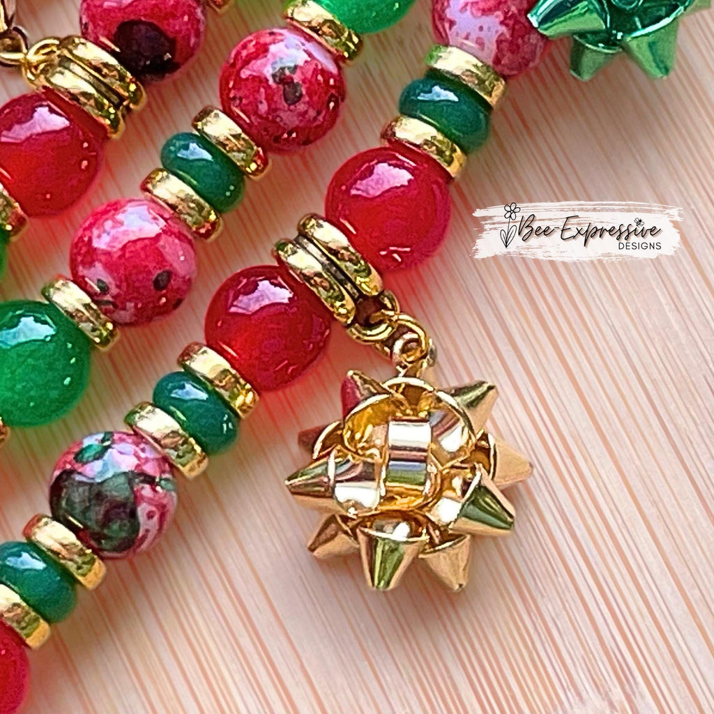 Handmade, Christmas, Watch Band: Metal Bow Charms, For Apple Watches,Custom Sized Upon Request