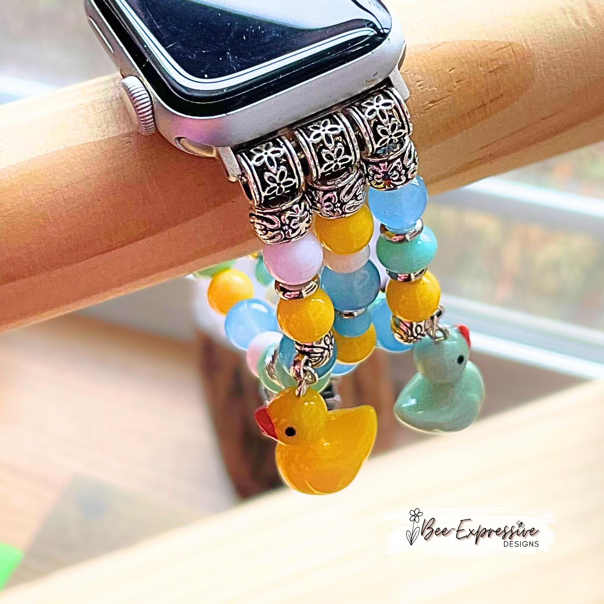 Handmade Beaded, Jeep Style with Duck Charms, Watch Bracelet for Apple Watch: Glass beads